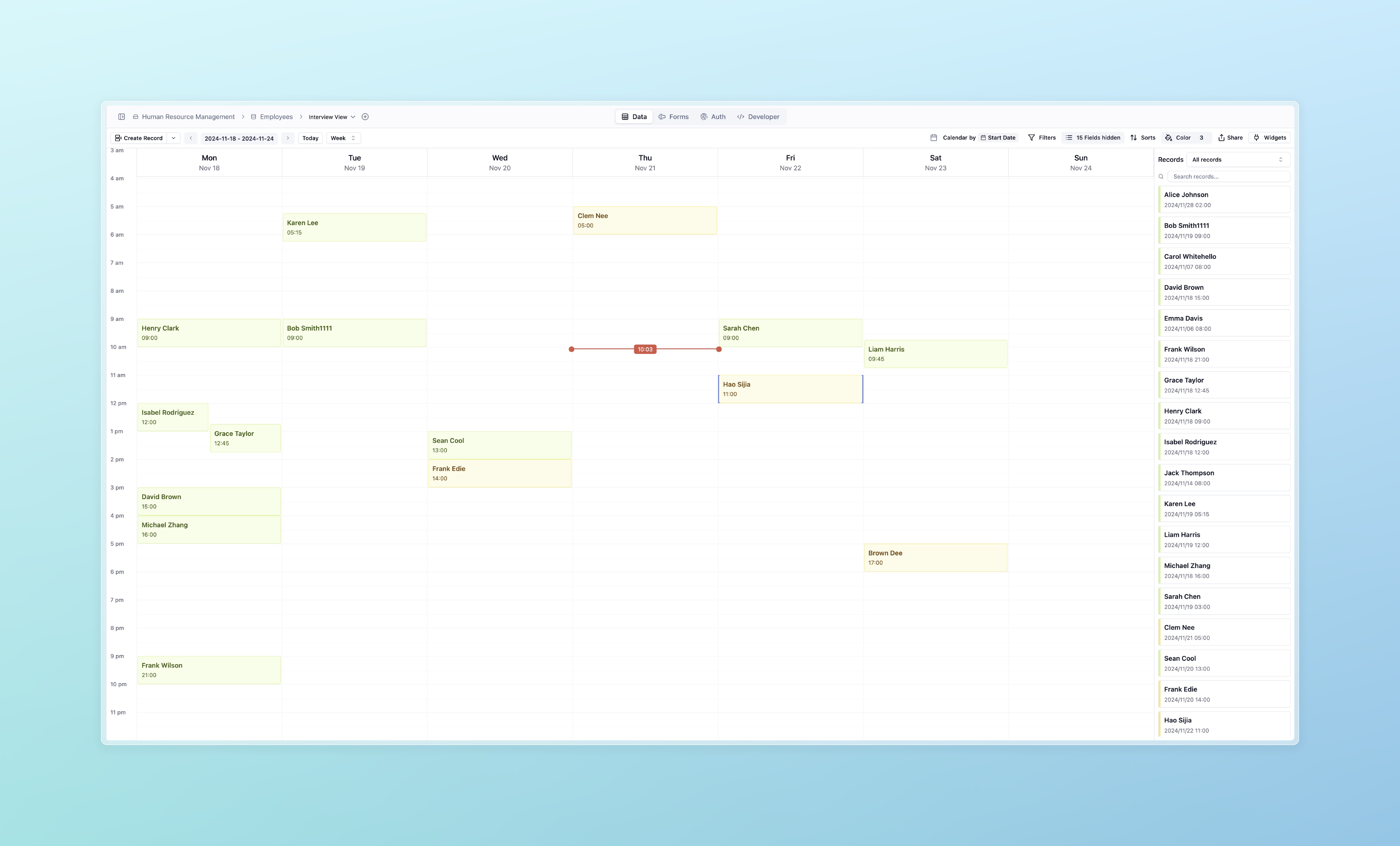 calendar view